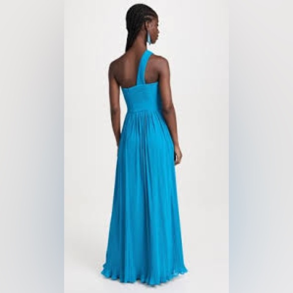 Amur Skye one shoulder pleated gown blue